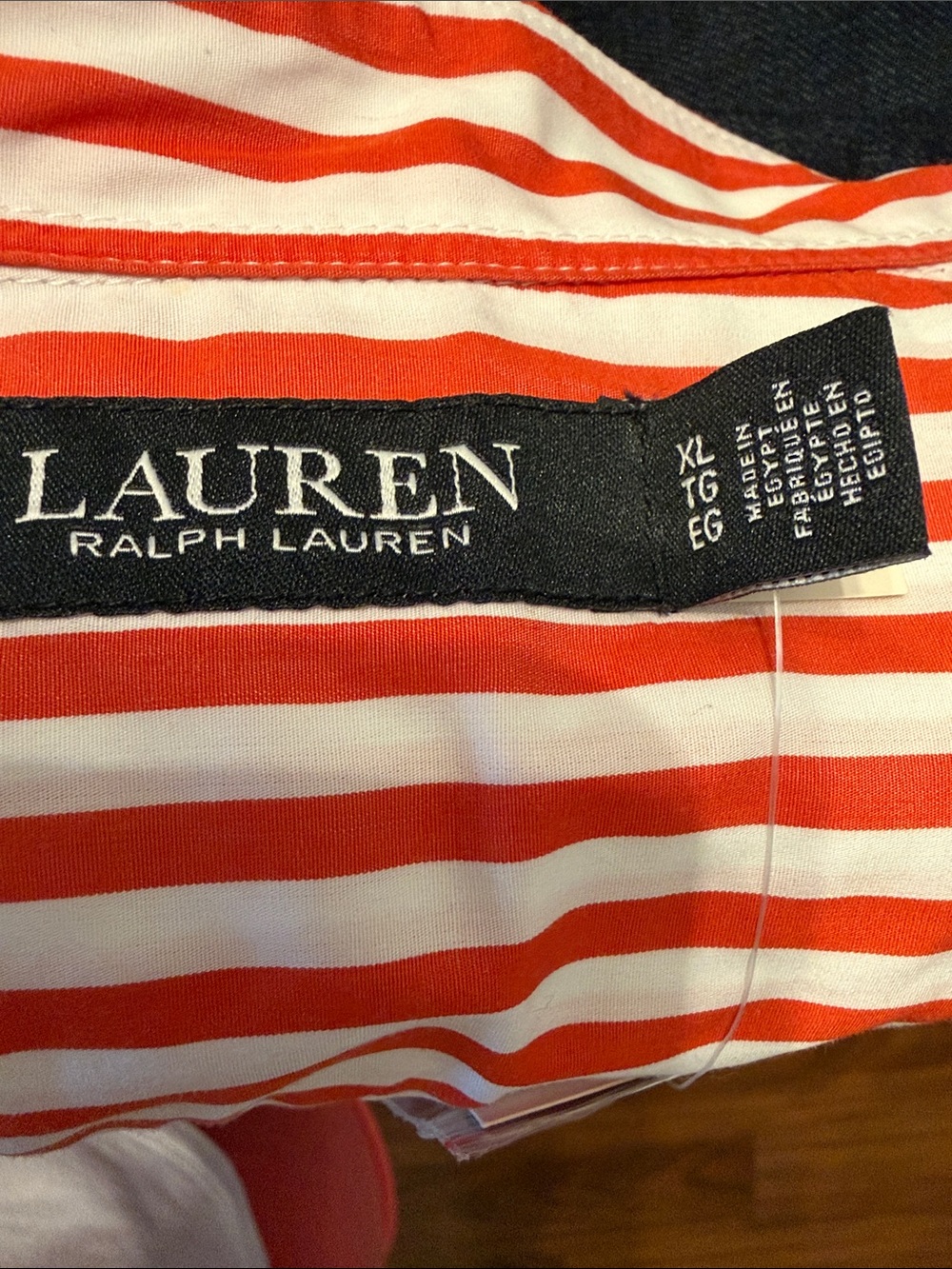 Women’s Orange and White Striped Button-Up Shirt - Ralph Lauren NWT - Picture 6 of 6